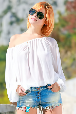 Sexy redhead girl outdoor