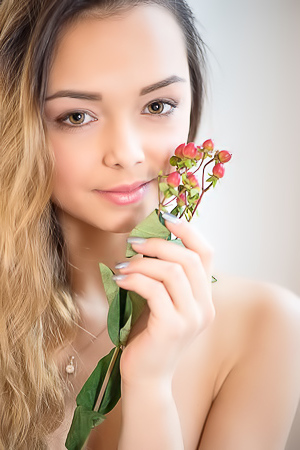 Cute girl Slava with shaven pussy
