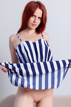 Angel Rai In A Striped Dress