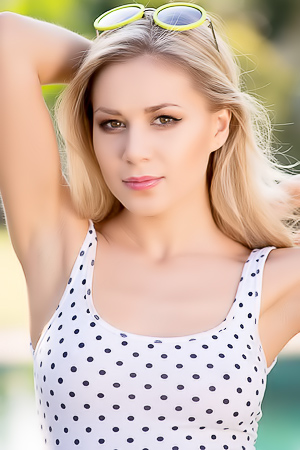 Alice Barely Covered by Polka Dots Teases by Poolside